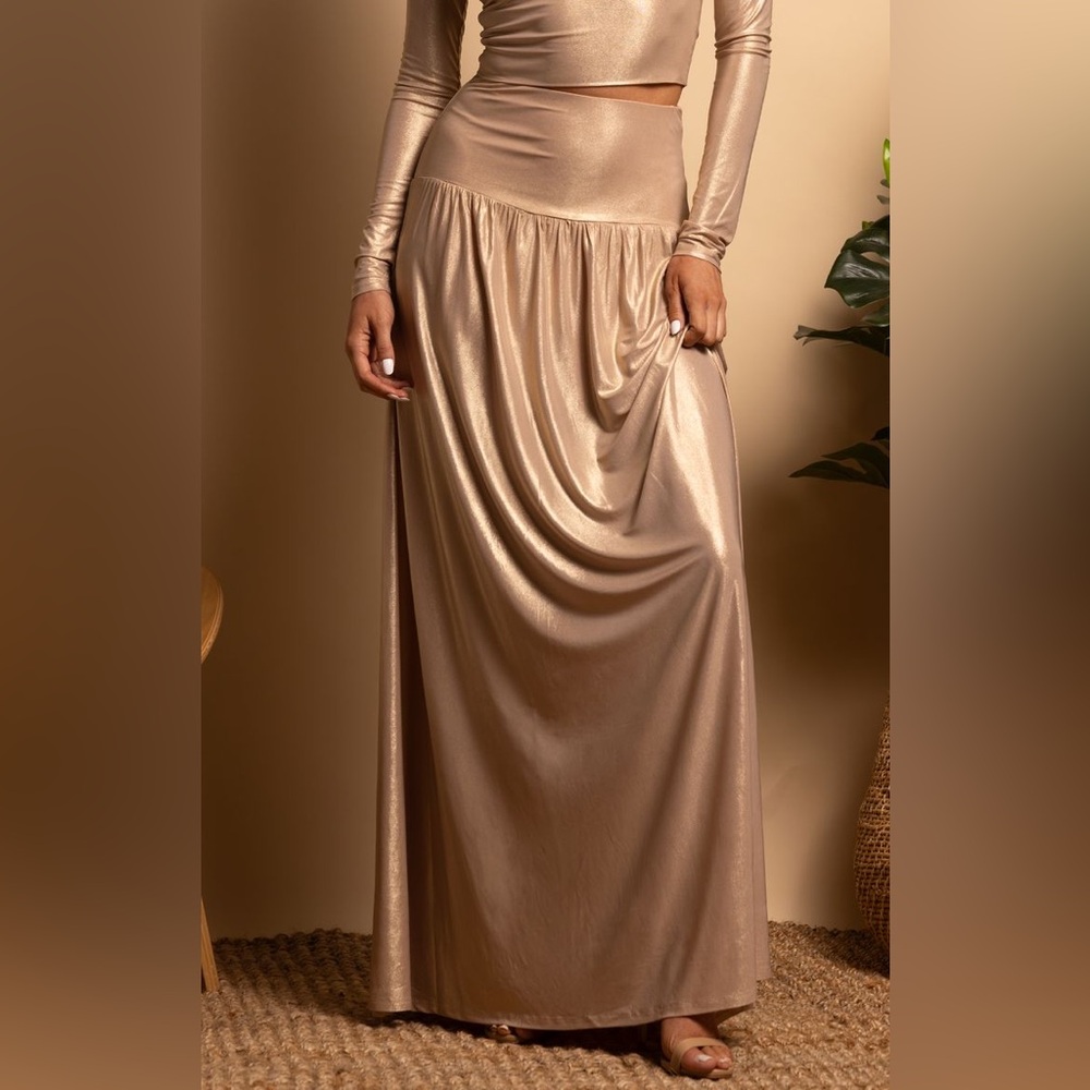 SHORE Riley Skirt GOLD/Knit NWT X Small & Medium